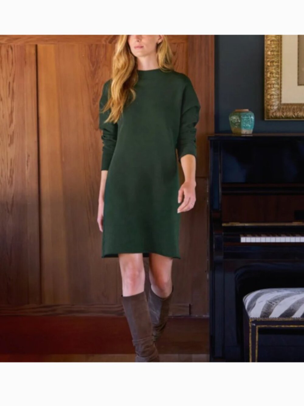 Frank & Eileen Izzie Sweatshirt Party Dress, Evergreen, Size XS